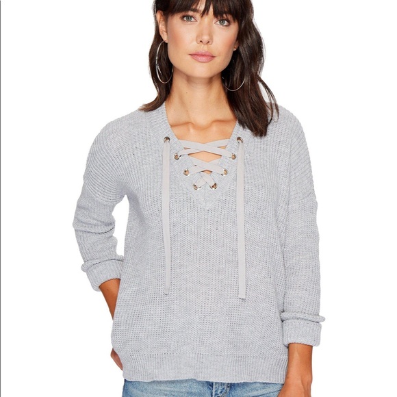 Jack by BB Dakota Sweaters - NOT FOR SALE Willard Lace Up Neck Sweater